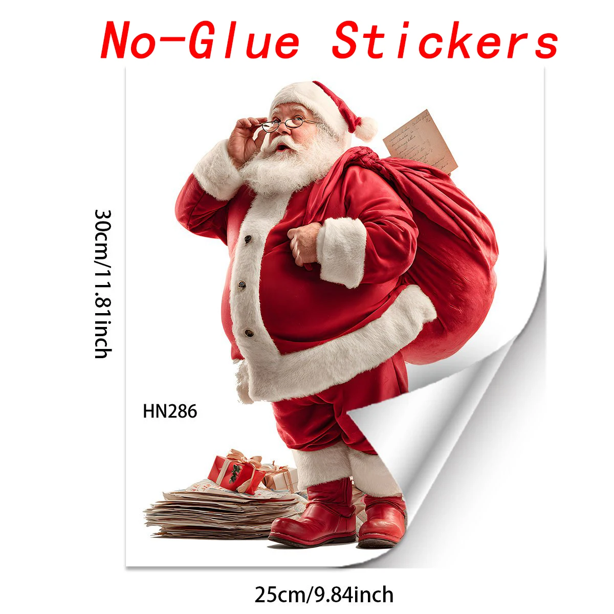 1pc Christmas Santa Claus Window Cling Sticker Removable Vinyl Decoration for Home Glass Window Xmas Party Decoration