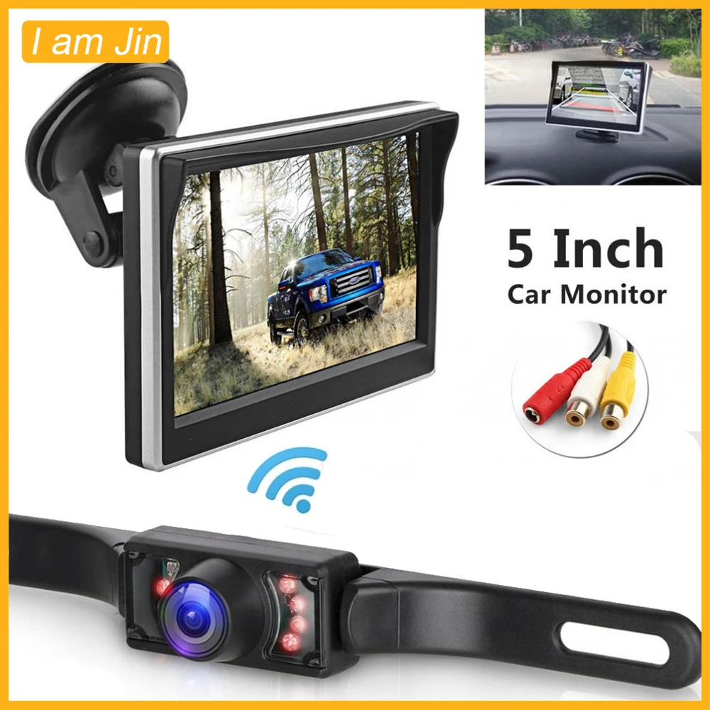 

5Inch Car Monitor Screen Rear View Backup Camera Wireless transmission reception visual reversing video images Night Vision