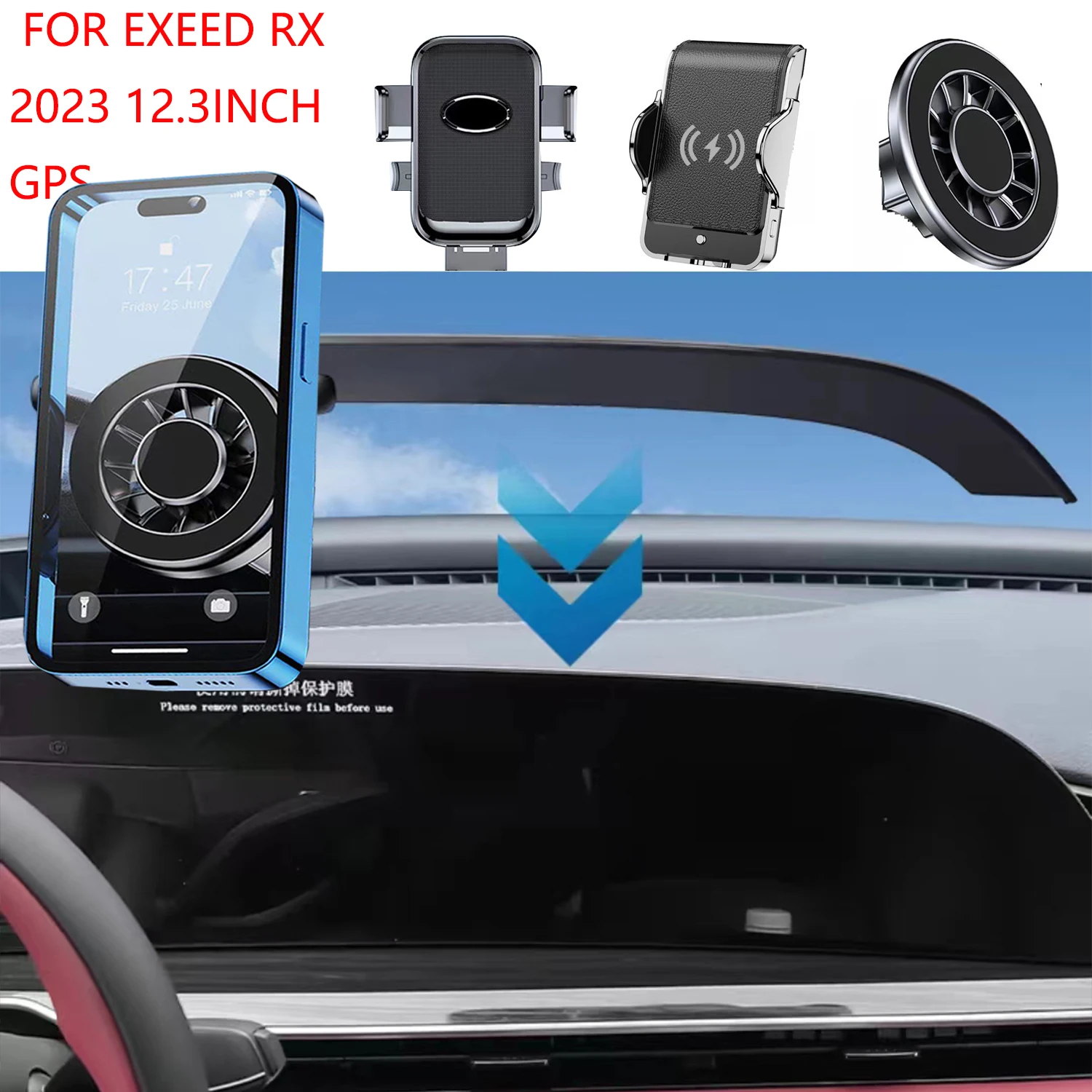 

Mobile Phone Mount For EXEED RX 2023 Magnetic Car Phone Holder 10.25inch GPS Screen Fixed Fast Wireless Charging