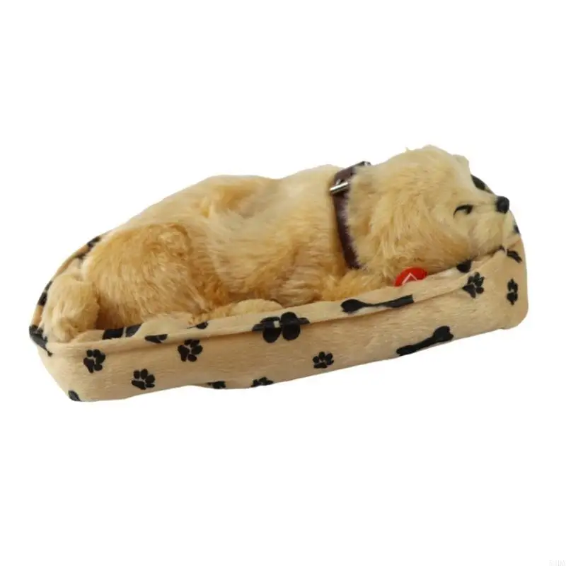 54DA สมจริงตุ๊กตาของเล่นการหายใจ Sleeping ตุ๊กตาสุนัขของเล่นตุ๊กตาอิเล็กทรอนิกส์ Companion