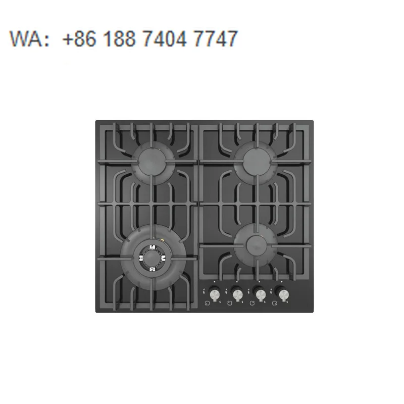 

Premium 4-Burner Built-in Gas Hob, Black Tempered Glass Stove with Precise Control Knobs & CE Certification