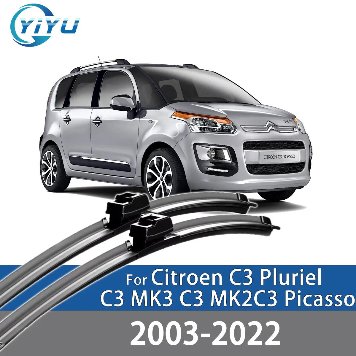 2PCS Auto Front Wischer Klingen Für Citroen C3 Pluriel C3 MK3 C3 MK2 C3 Picasso 2003-2022 Windschutzscheibe windschutz Zubehör