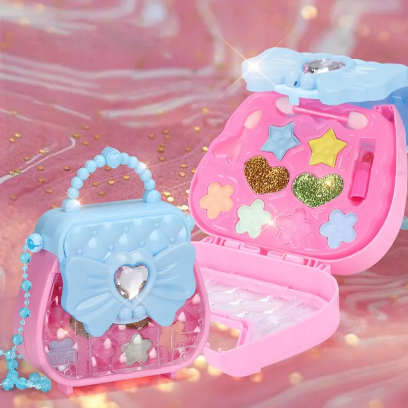 Kit de maquillaje para niños pequeños, bolso de mano, juguetes de maquillaje, regalo, inodoro, respetuoso con el medio ambiente, fiesta de cumpleaños para niñas