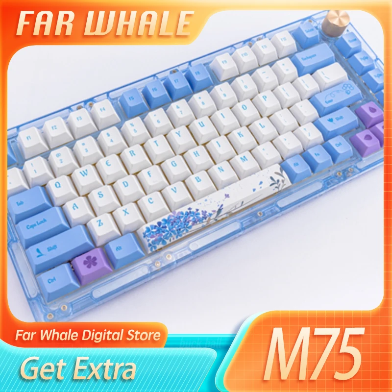 

M75 Blue Snowflake Keyboard Via 2.4g Wireless Three-Mode Mechanical Keyboard 75% Custom Rgb Keyboard For Office Computer Gifts