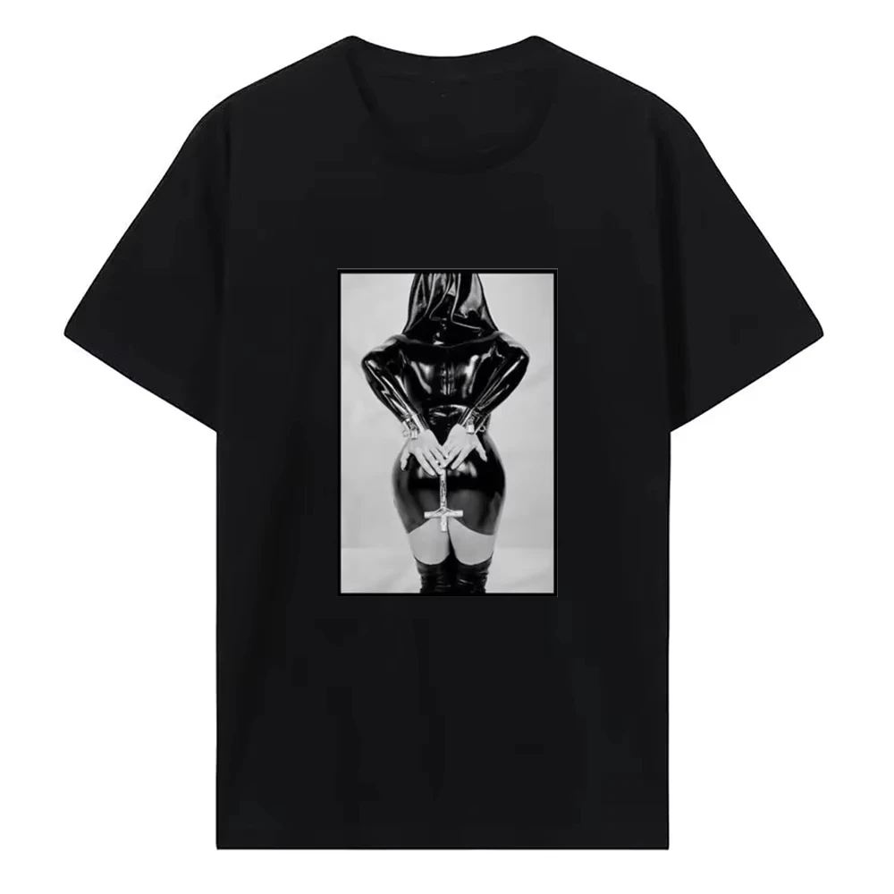 Humor Nonne Nonne Kirche des Satans T Shirt Porno Porno Religion Inverted Cross Männer Neueste Einfache Stil Design Männer TShirt