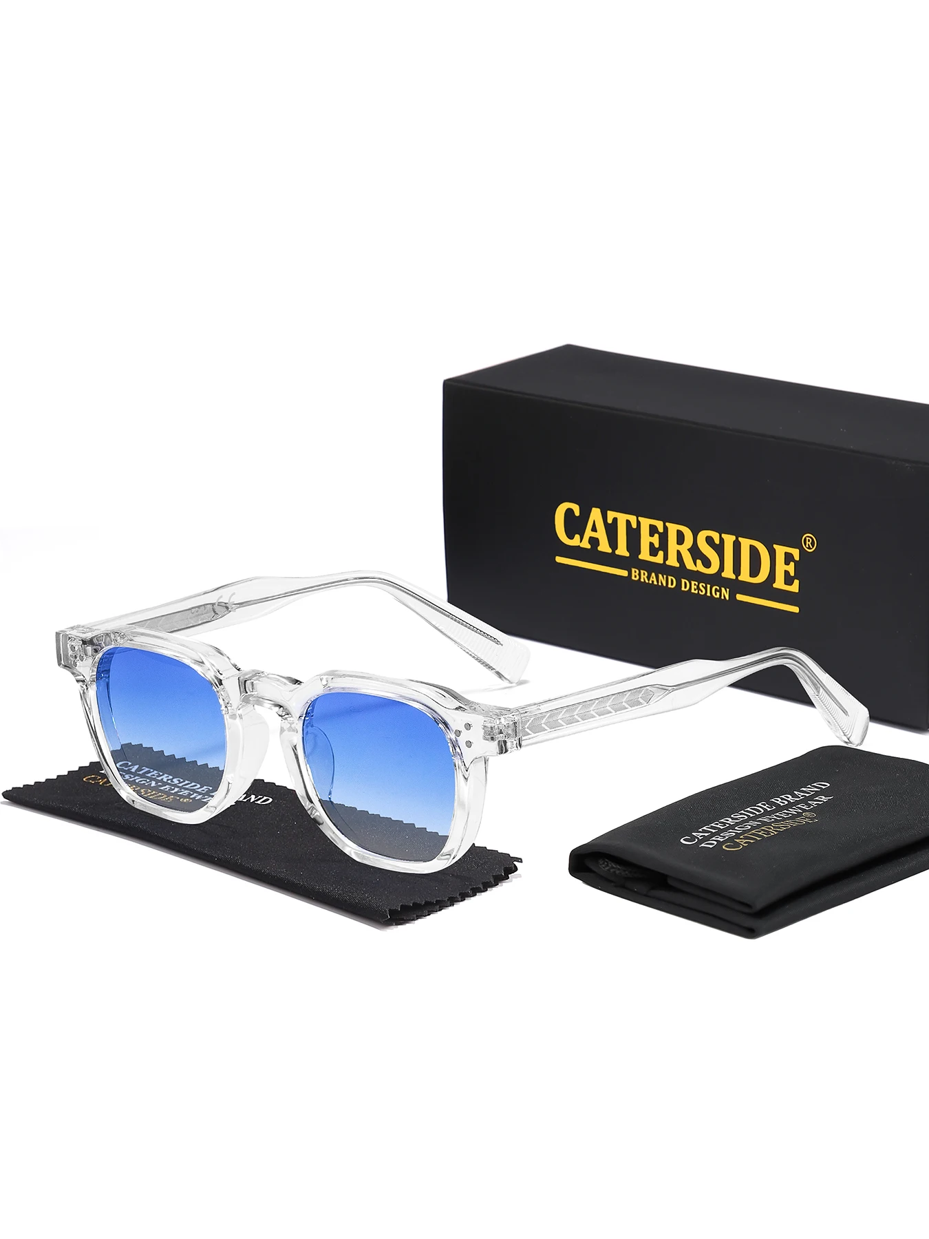 Okulary przeciwsłoneczne męskie CATERSIDE w stylu retro punk, małe kwadratowe oprawki, personalizowany design, okulary przeciwsłoneczne damskie, na podróże, imprezy, do pracy, na festiwale, prezent. — zdjęcie 2