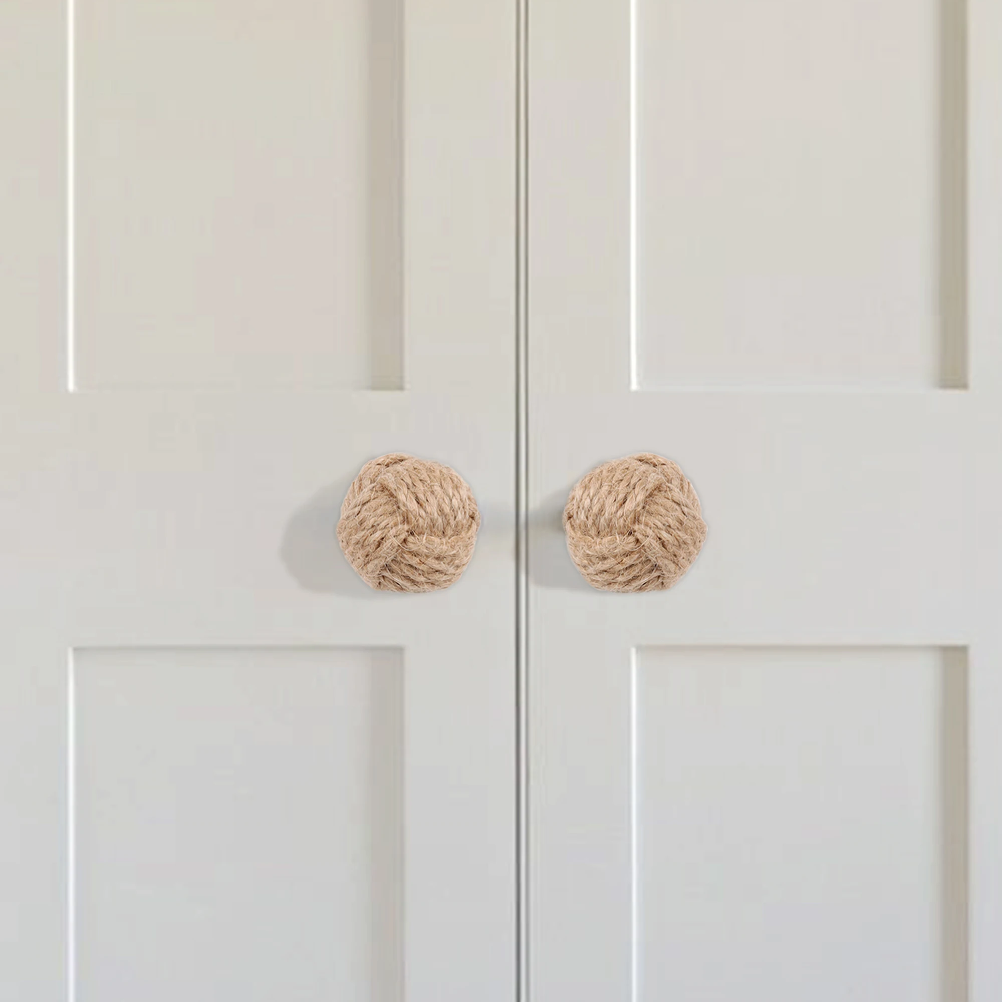 Hemp Rope Drawer Knobs Round Handmade Cabinets Dresser Handles Wood Kitchen Cupboard Wardrobe Door Pulls for Furniture