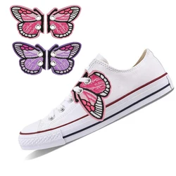 1 Pair Embroidery Butterfly Shoe Wings DIY Charm Decorations For Sneaker Clothing Shoelaces Cute Y2K New Year Gift Accessory