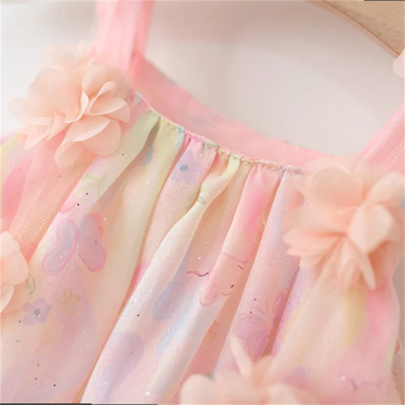 2 قطعة/المجموعة الوليد الصيف الملونة الزي طفلة فستان زهرة المعمودية حفلة عيد ميلاد الأميرة فساتين السهرة ملابس الأطفال #4