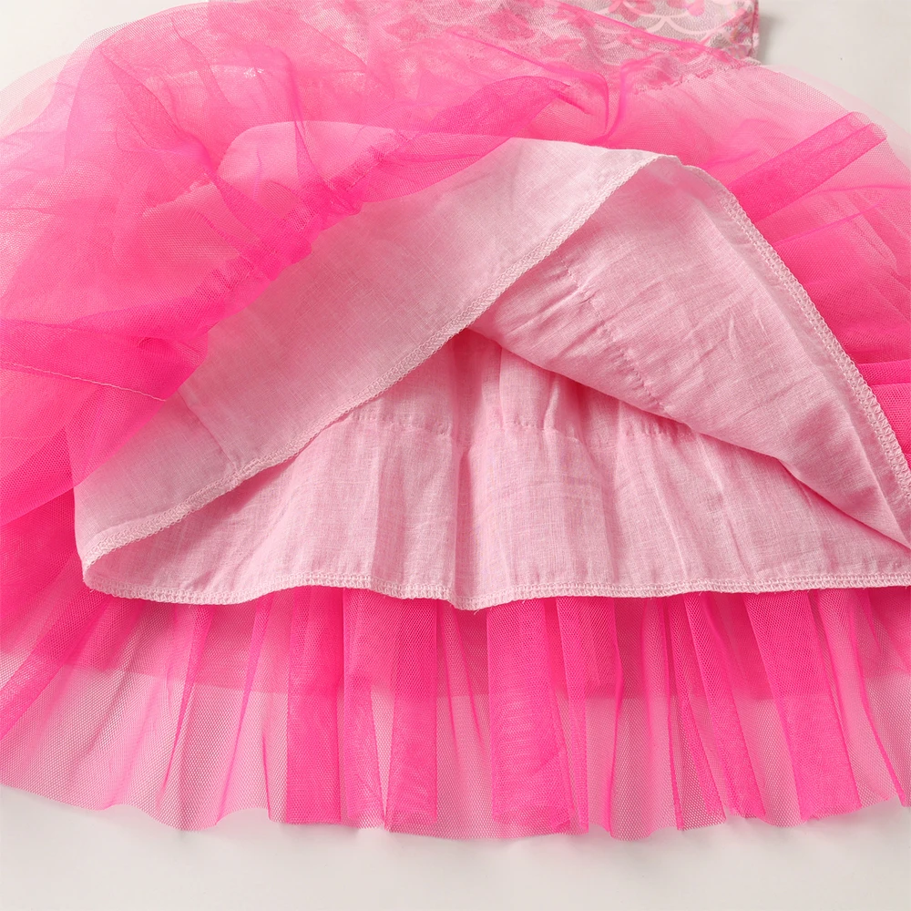 DXTON Ärmelloses Baby-Mädchenkleid, Netzstoff, gerüscht, Sommer-Partykleid für Kinder, Kleidung, Farbverlauf, mehrlagiges Netz-Prinzessinnen-Tüllkleid – Detail 6