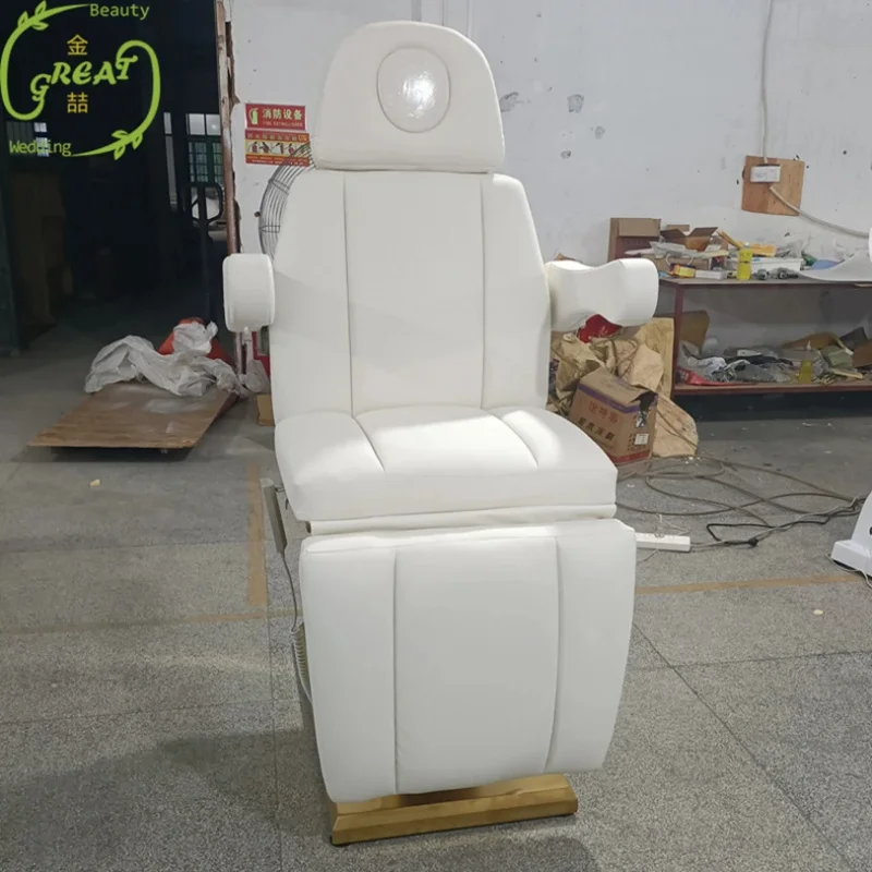 Modern Hot Selling White Gold Clinic Bed Beauty Salon 3/4 Motors Eyelash Bed Aesthetic Massage Table