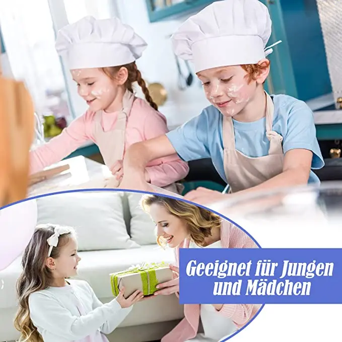 4pcs High 21cm Kid Baking Baby Kitchen White Party Cap Hat Costume Kid Chef Hat Bakers Children Cooking Hat Mushroom Design