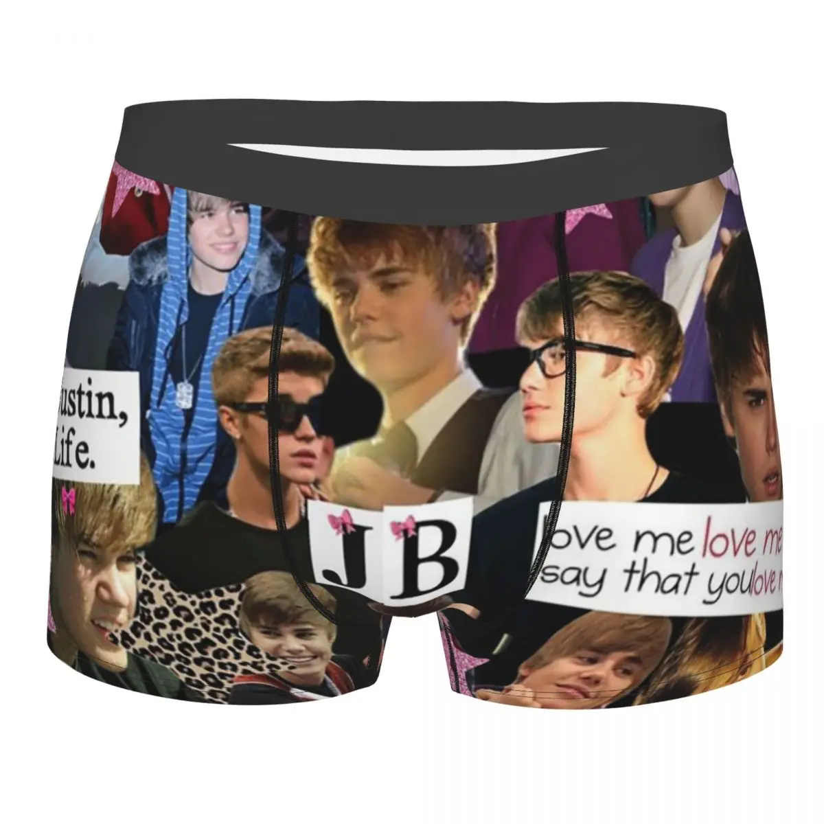 

Male Fashion Justin Bieber Collage Music Singer Underwear Boxer Briefs Men Soft Shorts Underpants