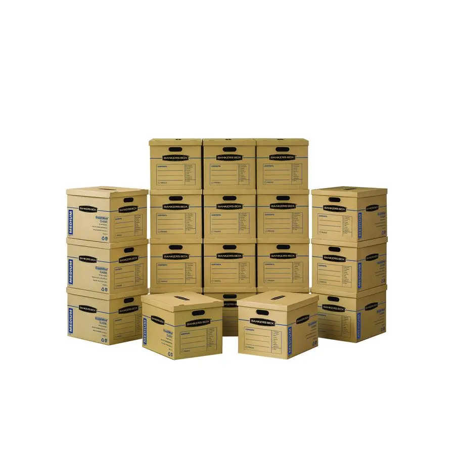 

Medium Classic Moving Box 20 Pack, Reinforced Handles, TapeFree Assembly, Box with Lid, 19in x 14.5in x 15.5in 8817202