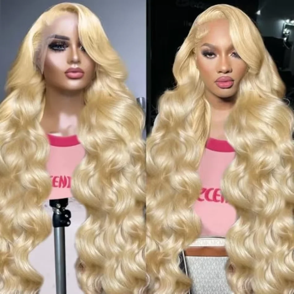

36 38 inch Peruvian Body Wave 613 Blonde 13x4 HD Lace Front Human Hair Wigs Pre Plucked 200% Density Glueless Lace Frontal Wig