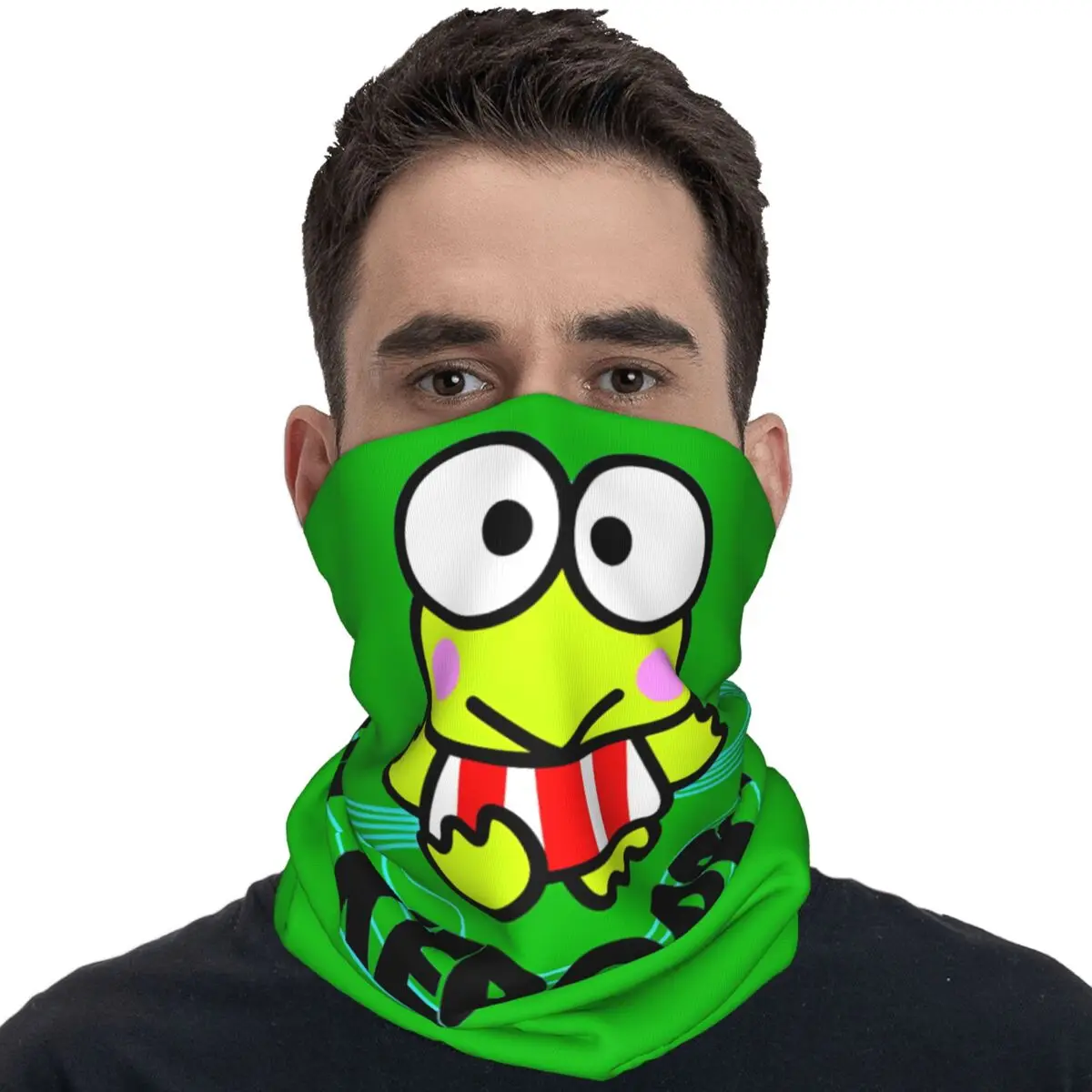 Keroppi Thinking Balaclava Hiking Camping Bicycle Mask Protection Seamless Soft Face Cover Mask Spring y2k Funny Scarf Bandana