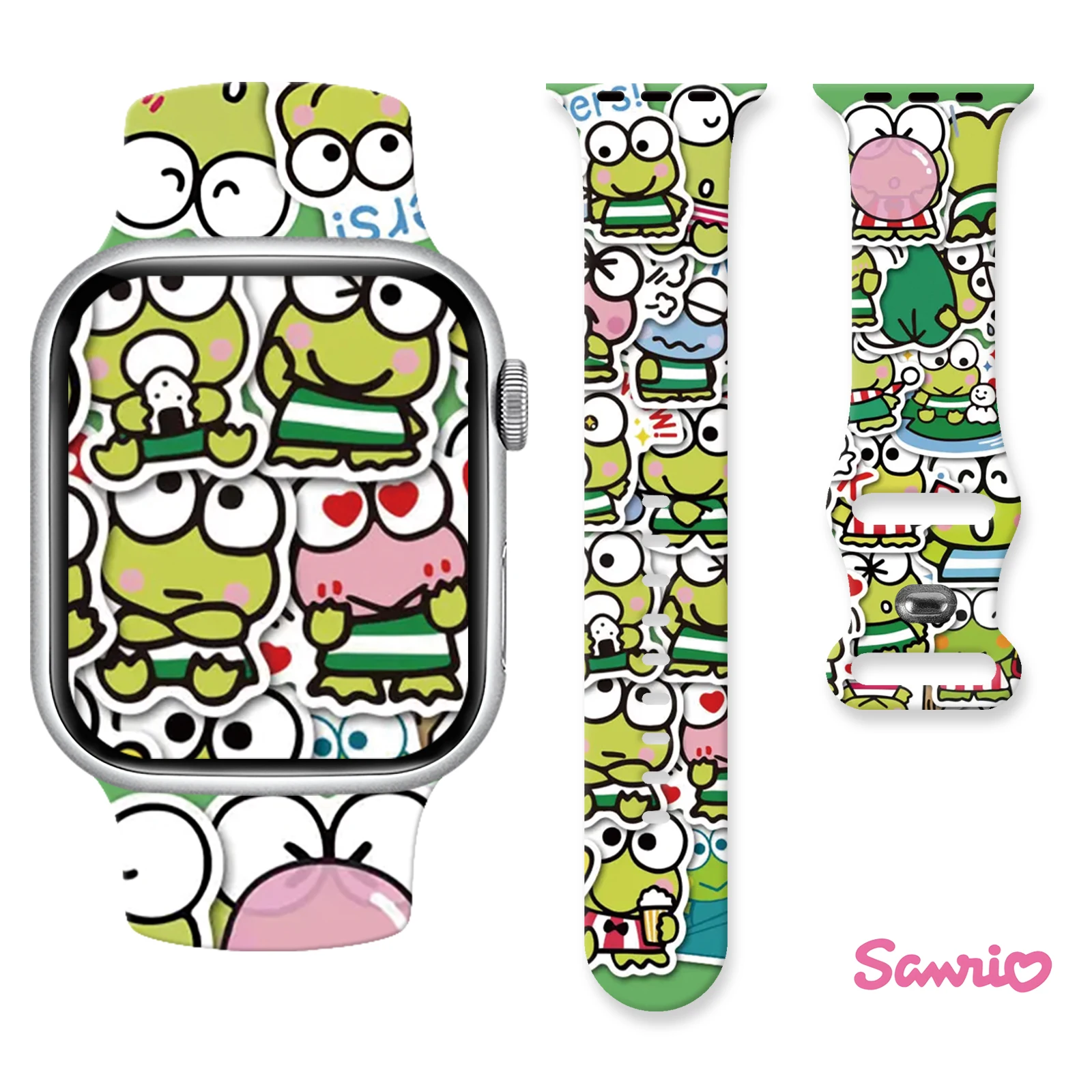

Sanrio Keroppi Series Print Strap for Apple Watch 11 10 9 SE Silicone Band Replaceable Watchband for iWatch 46mm 42mm 41mm 40mm