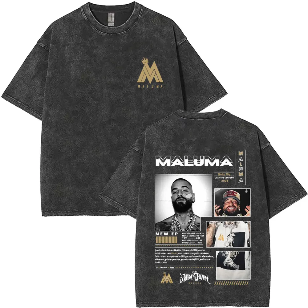 Vintage Washed Rapper Maluma Pretty Dirty Europet Tour 2025 T-shirt Men Women Fashion Oversized Tshirt Male Hip Hop Streetwear - Image 5