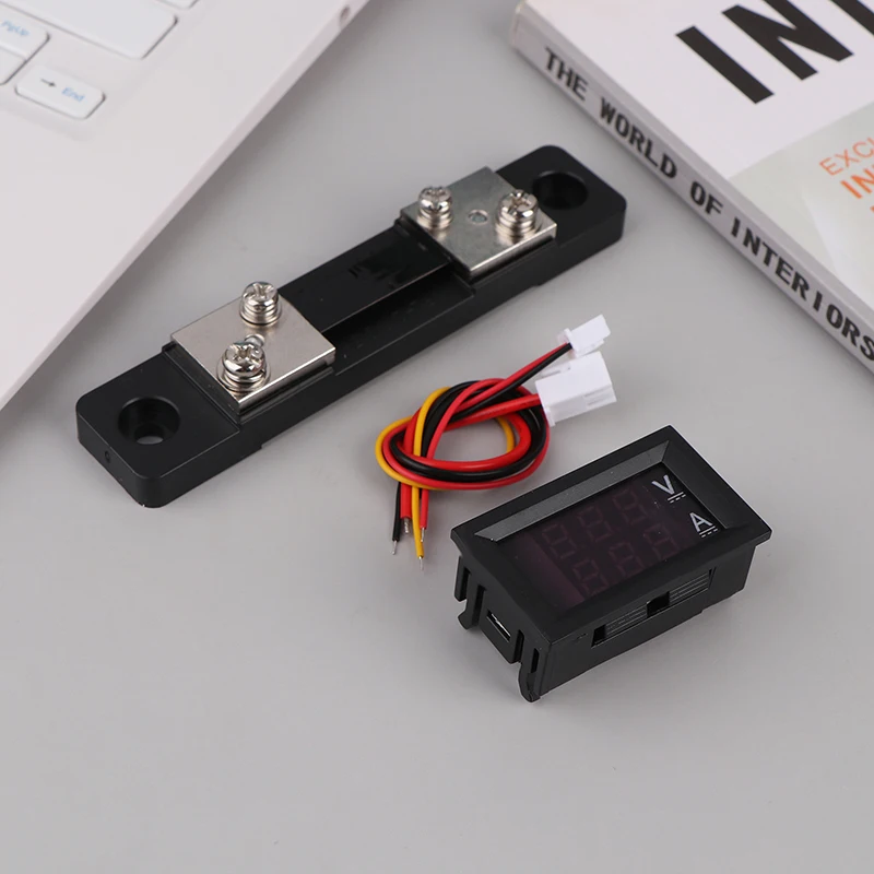 0.28 "Dual LED Display Mini Digital Volt Amp Meter: DC 0-100V 50A, with Voltage Current Detection and Shunt.