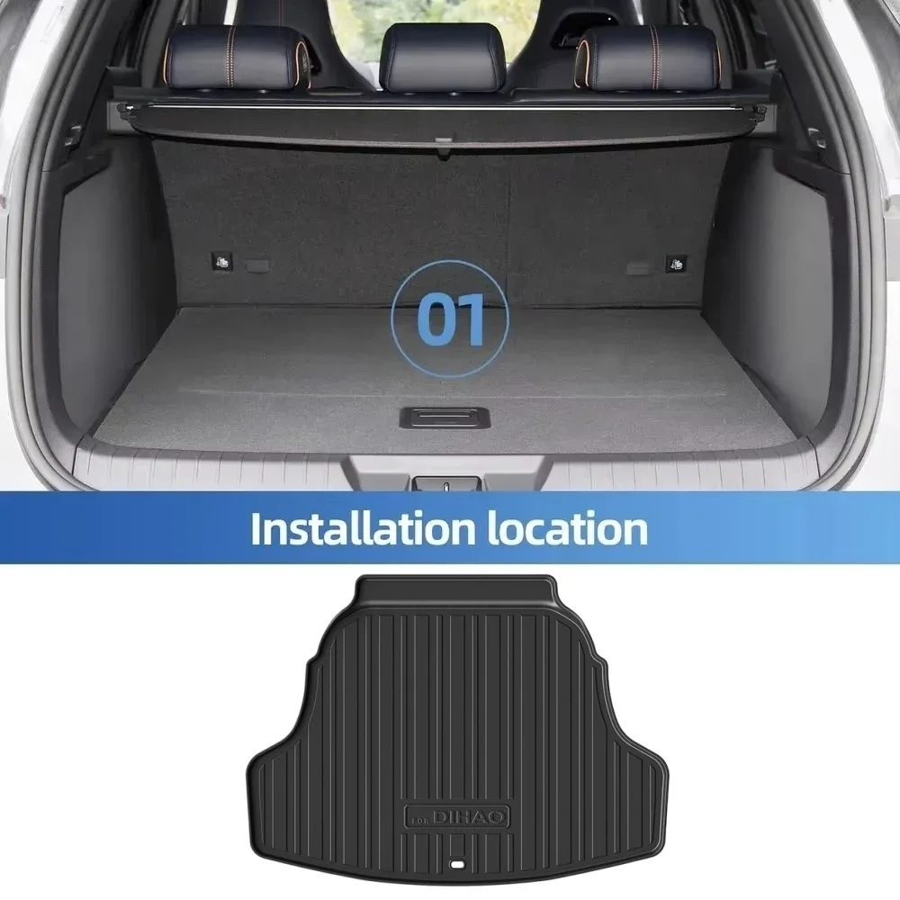 Nur für Benzinmodelle: Für 2026 2027 Geely EMGRAND Fünfte Generation Fußmatten Kofferraummatte mit Türschwellenschutzstreifen TPE Bodenbelag LHD – Detail 6