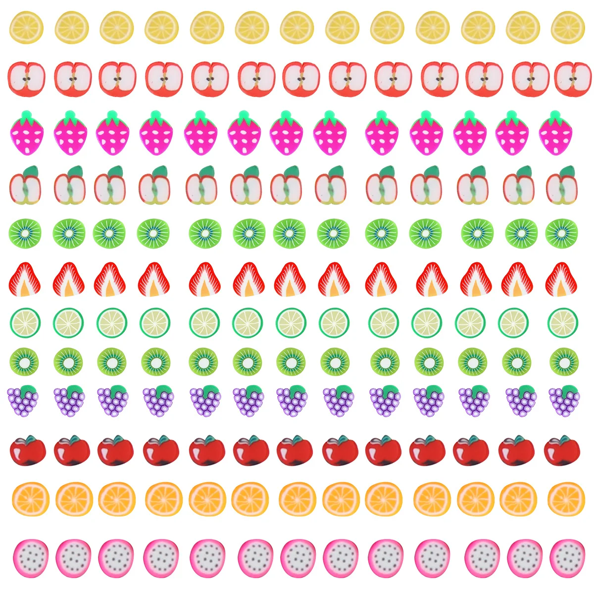 2400 ชิ้น ชิ้นส่วนตกแต่งเล็บลายผลไม้หลากสีสัน สำหรับตกแต่งเล็บด้วยตัวเอง อุปกรณ์ตกแต่งเล็บที่มีสไตล์ไม่ซ้ำใคร ชิ้นส่วนตกแต่งเล็บลายผลไม้