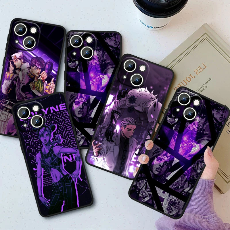 

Anime JoJo Cool For Apple iPhone 15 14 13 12 Mini 11 XS XR X 8 7 Pro Max Plus Soft Silicone Black Phone Case