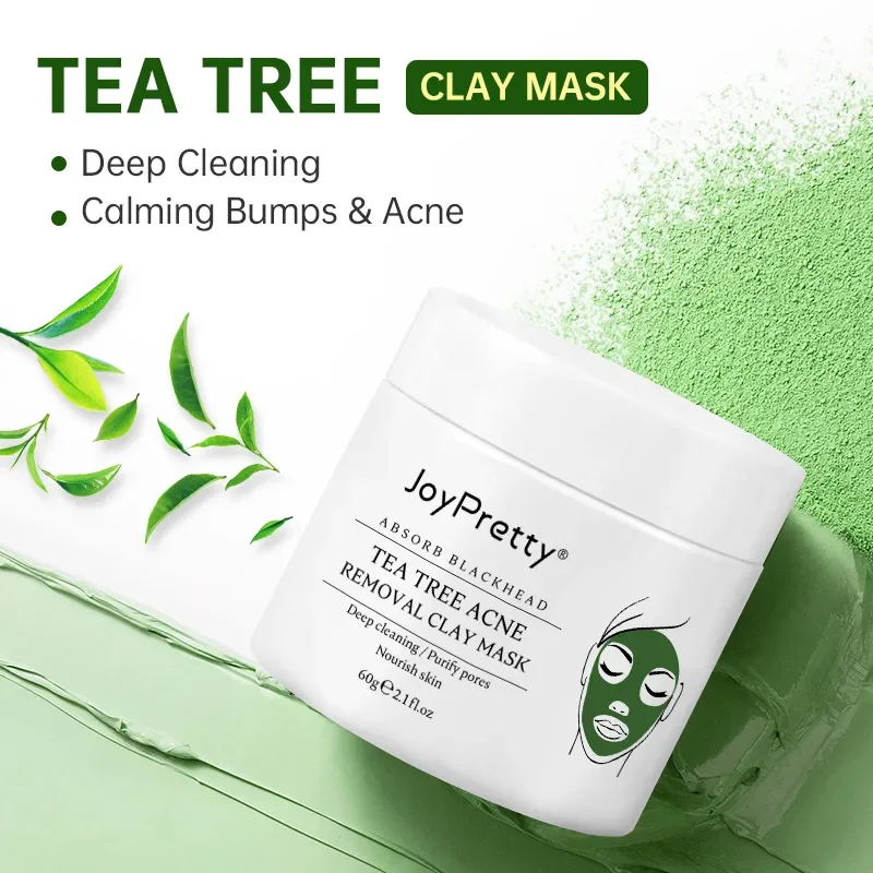 

JoyPretty Tea Tree Acne Treatment Facial Mask Shrink Pores Cleaning Blackhead Remove Oil Control Pimple Skin Care Face Clay Mask