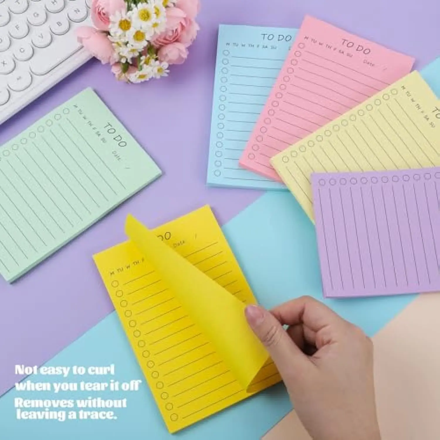50 Sheets Light Color Sticky Notes Memo Pad Message Paper PlannerTo Do List Notes Grocery List Sticker School Stationery - view 2
