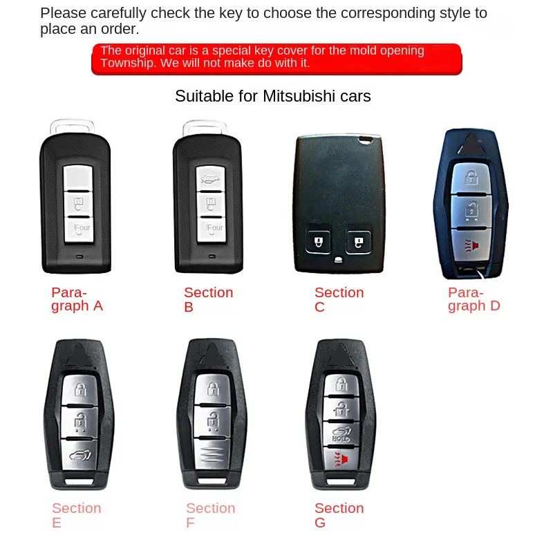 Fit for Mitsubishi Car Key Case Chain Cover Ring Shell Housing Xpander Outlander ASX Pajero Eclipse Cross Montero W Lancer