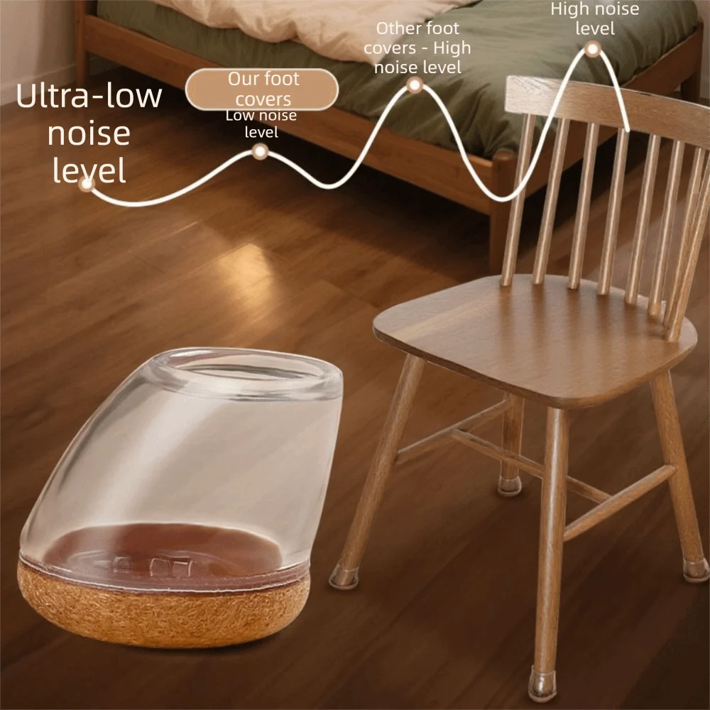 8pcs Non Hair Sticking Furniture Leg Cover Anti Slip Wear Resistant Chair Foot Pad Soft Anti-noise Slant Chair Cover