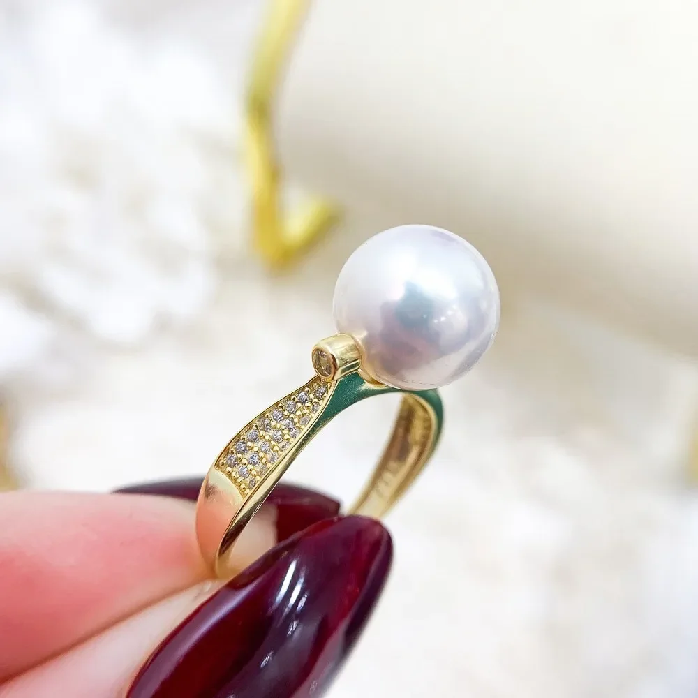 

Жемчужные аксессуары DIY S925 Стерлинговое серебро кольцо пустой держатель модные золотые серебряные ювелирные изделия оправа подходит 11-13 мм круглый Z281