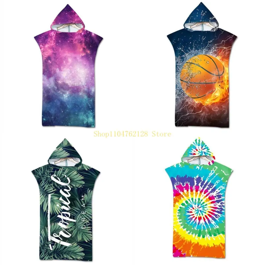 Khăn tắm biển có mũ trùm đầu bằng sợi nhỏ in nhanh Bể bơi Poncho Áo choàng tắm bán chạy nhất