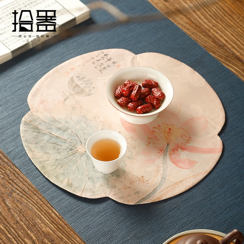 New Chinese gauze double-sided tea mat tea tablecloth mat dry tea mat Zen waterproof table flag heat insulation mat tea tray mat