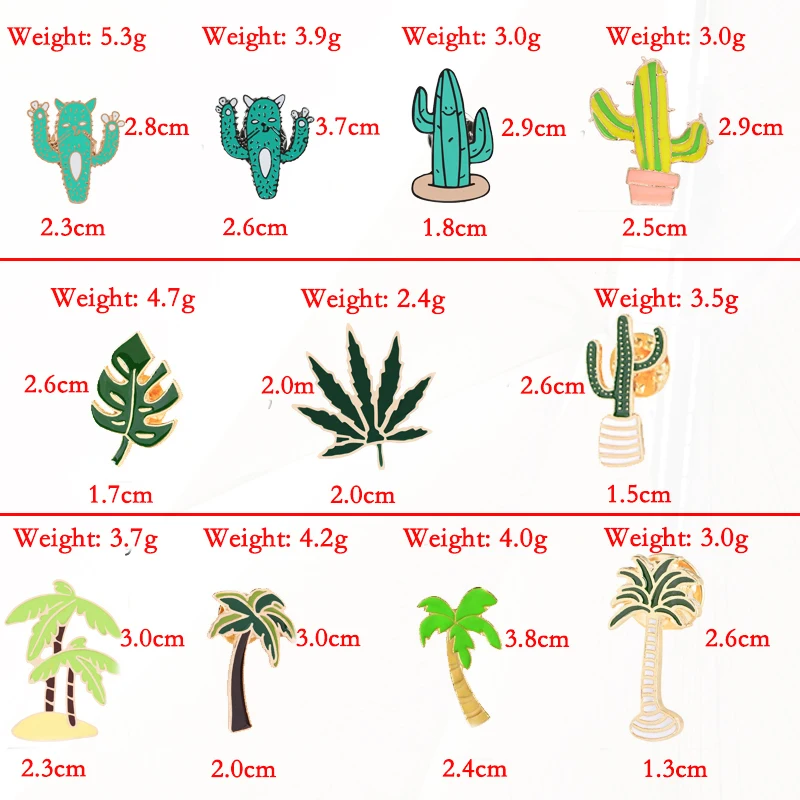 Bag Brooch Green Plant Tree Cactus Leaf Pin Pins Metal Badge Couple Accessories Gift Wholesale 12 Style Cartoon Jackets Sweater