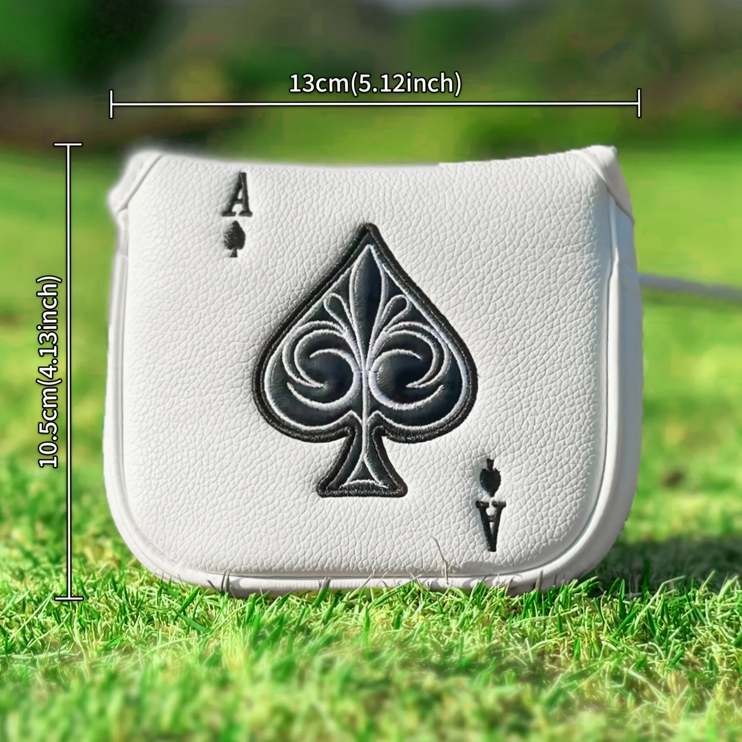 PU Golf Mallet Putter Cover, Spade Poker Card Pattern & Embroidery Design, Fit Square Case for Most Major Golf Brands Putters view 6