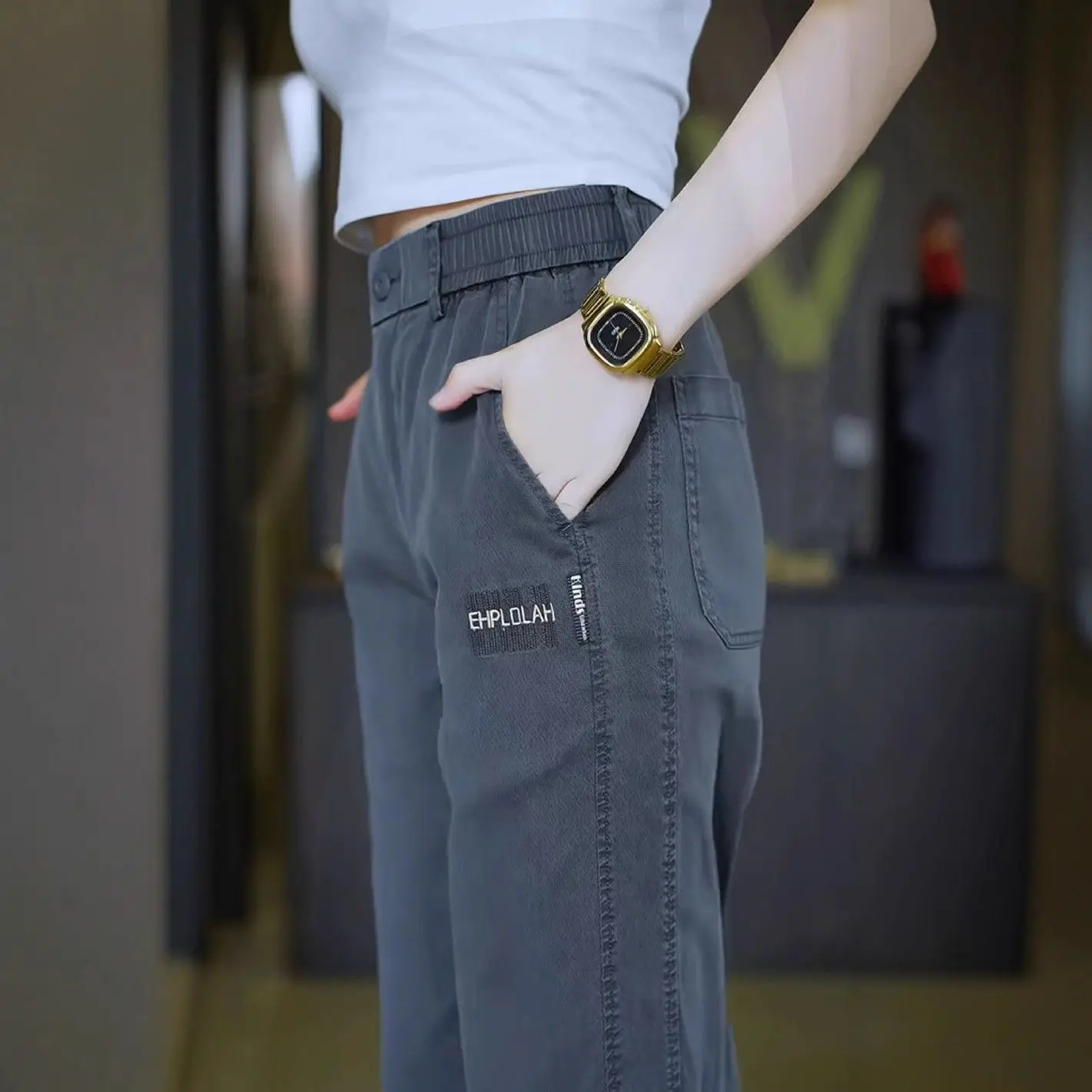 

Trendy Casual Loose Fit Men's Summer Cool Feeling Anti-Wrinkle Elastic Straight Leg Pants Busin Gentleman Sle Faionable