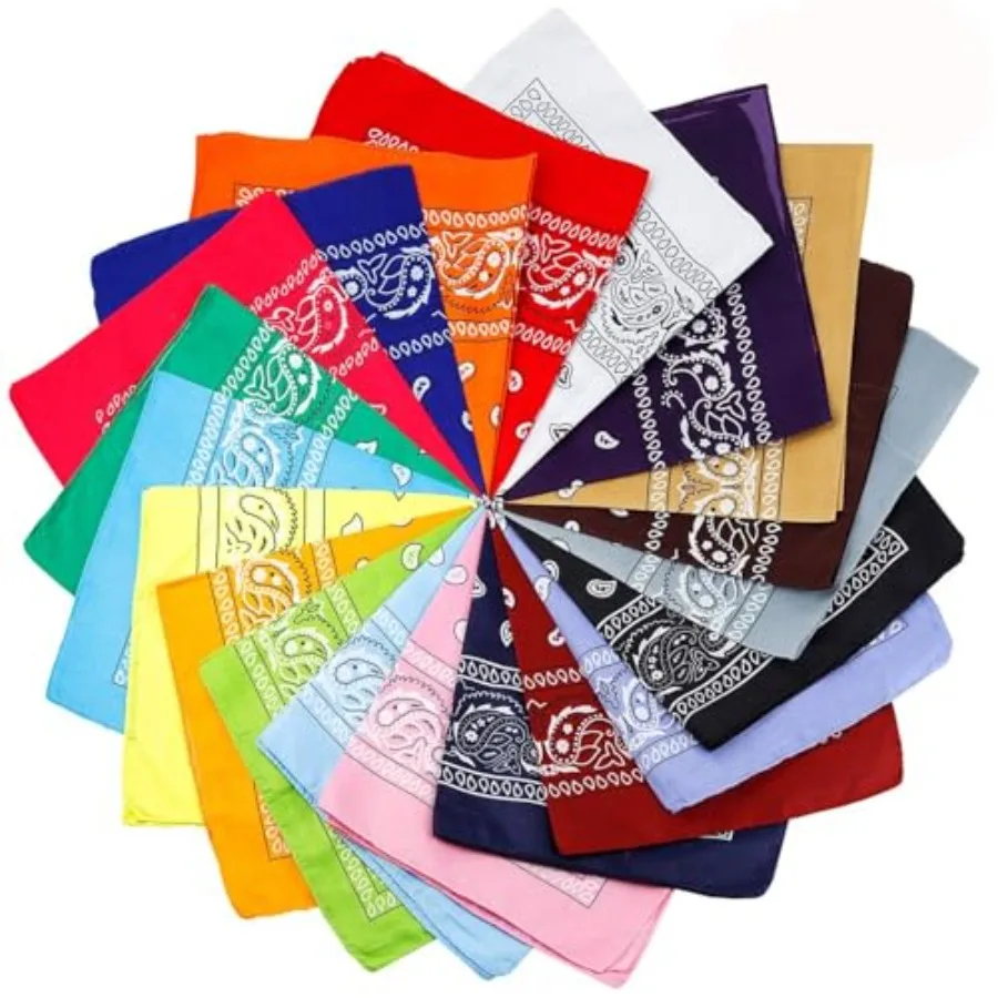 

Jeatonge 20 Pcs Assorted Bandanas Paisley Cowboy Polyester Headbands 22x22 inch Head scarves