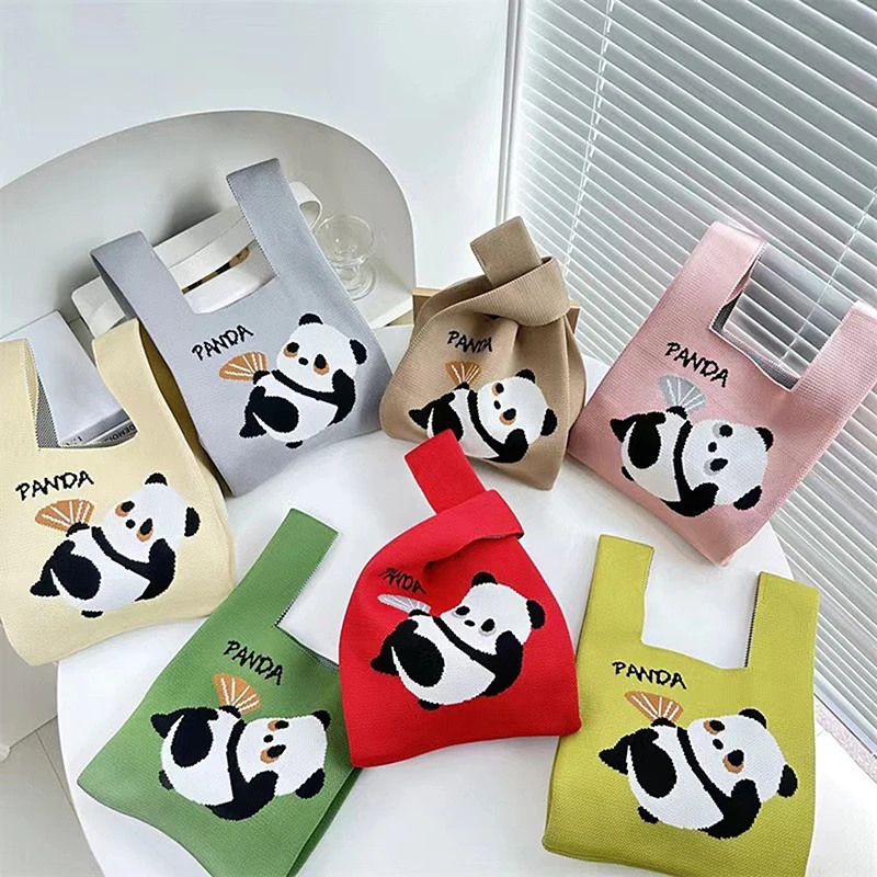 

Riginal Design Knit Bag Crochet French Polka Cute Panda Knitted Bag Handbag Fashion Underarm Women's Even Bags Woman