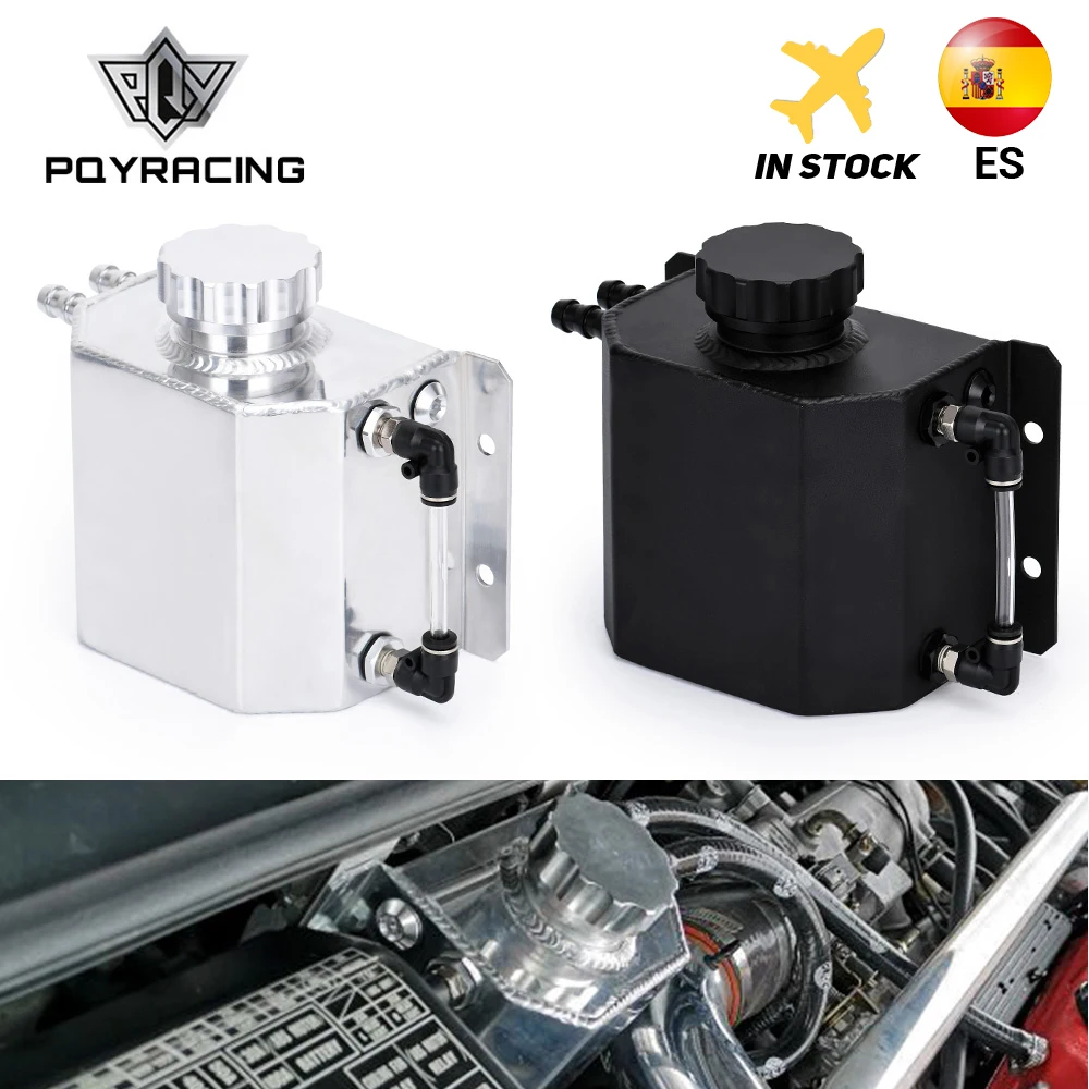 PQY - Universal 1L Aluminum Oil Catch Can Reservoir Tank With Drain Plug Breather Oil Tank Fuel Tank PQY-TK57