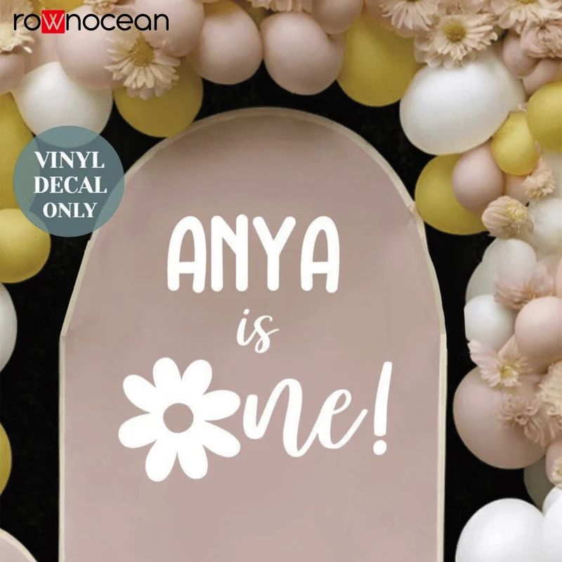 Personalised Birthday Vinyl Decal for Daisy Theme First Birthday Party Backdrop Decal DIY Party Sign Sticker Girl   E954