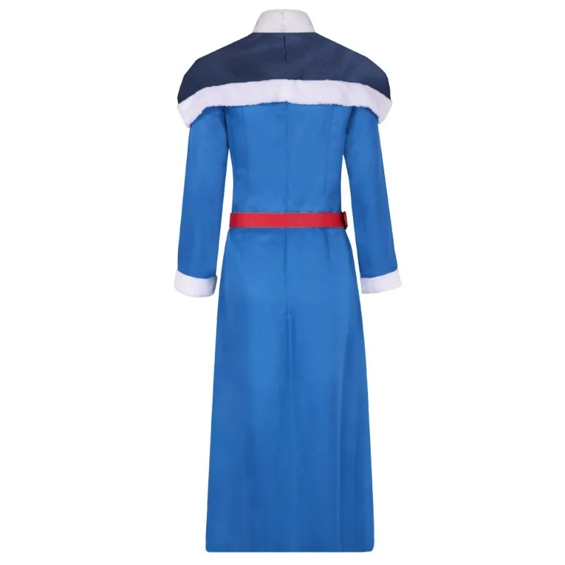 Anime Juvia Lockser Cosplay 100 Years Costume Blue Uniform Hat Shawl Long Dress Winter Warm Clothes Role Play Outfit for Women view 3