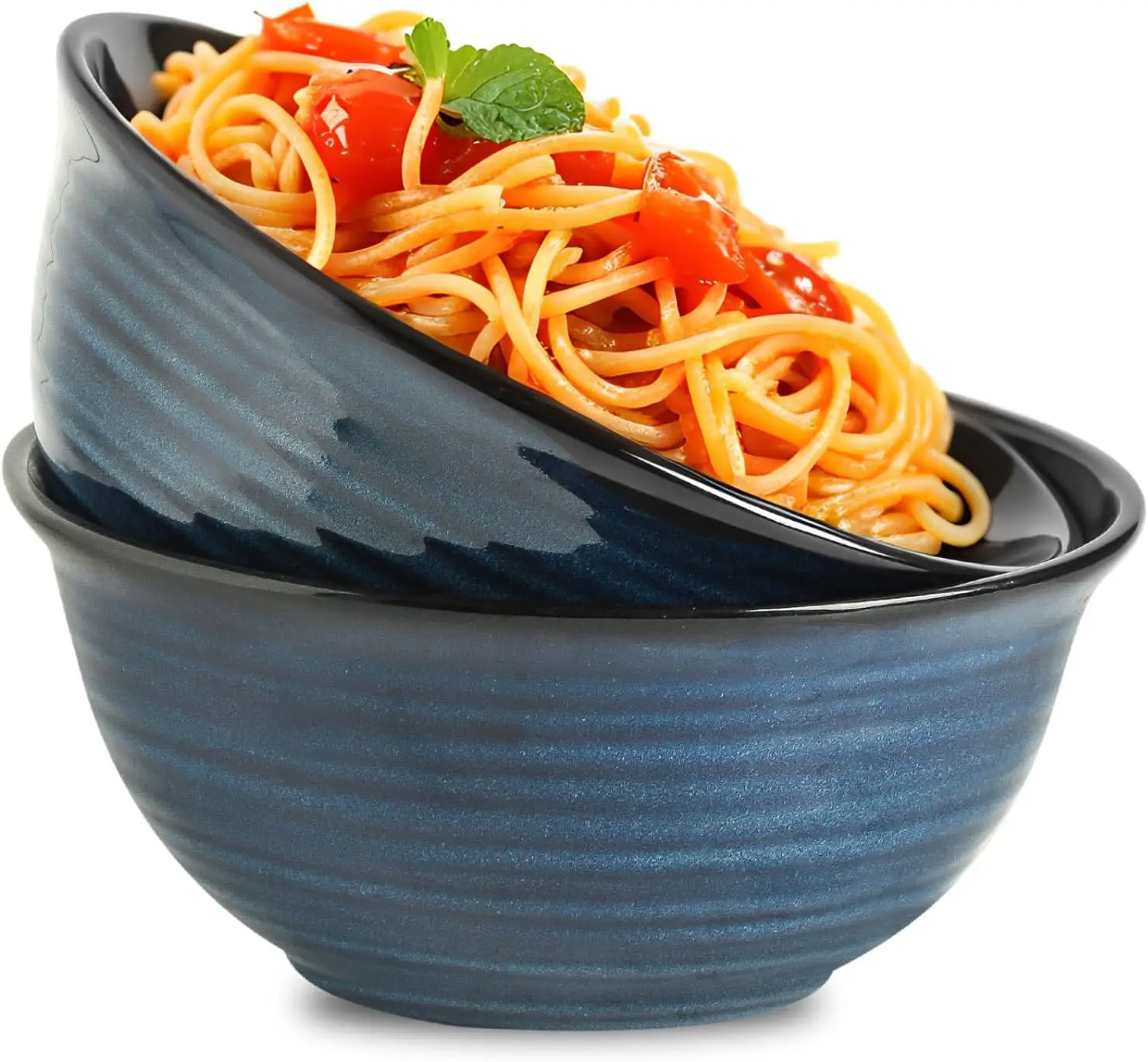 

Большие керамические сервировочные миски, 9-дюймовый набор для смешивания салатов, 2 шт., синий, можно мыть в микроволновой печи