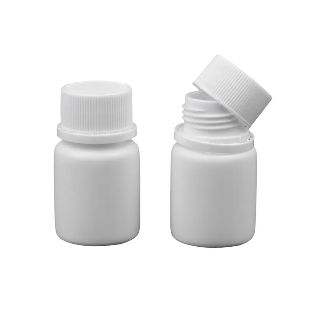 50pcs 20ml 20cc 20g HDPE Solid White Empty Plastic Containers Plastic Medicine Pill Bottles with Tamper Proof Cap