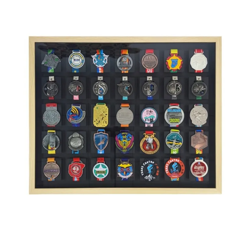 Marathon Medal Display Stand Sports Gold Medal Wooden Photo Frame Sports Medal Wall Hanging Hollow Structure Honor Display Frame view 4