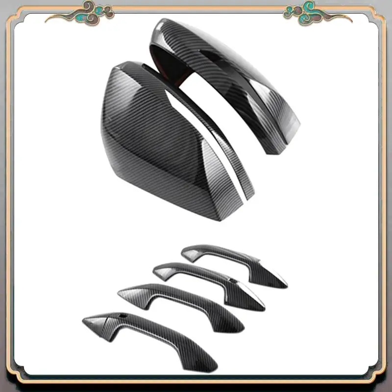 

A73Q-Car Side Rear View Mirror & Door Handle Cover Trim Carbon Fiber Car Accessories For Kia Sportage NQ5 2021 2022
