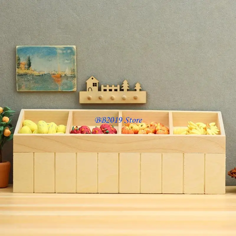

Q0KB Natural Fruit Vegetable Display Rack 1/12 Miniature Doll House Supermarket Scene Decors For Kids Imaginative Play