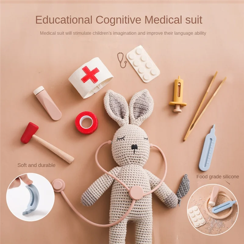 ODIES-Kids Fai finta di giochi di ruolo Kit Giochi educativi per ragazze Stetoscopio per bambini in legno