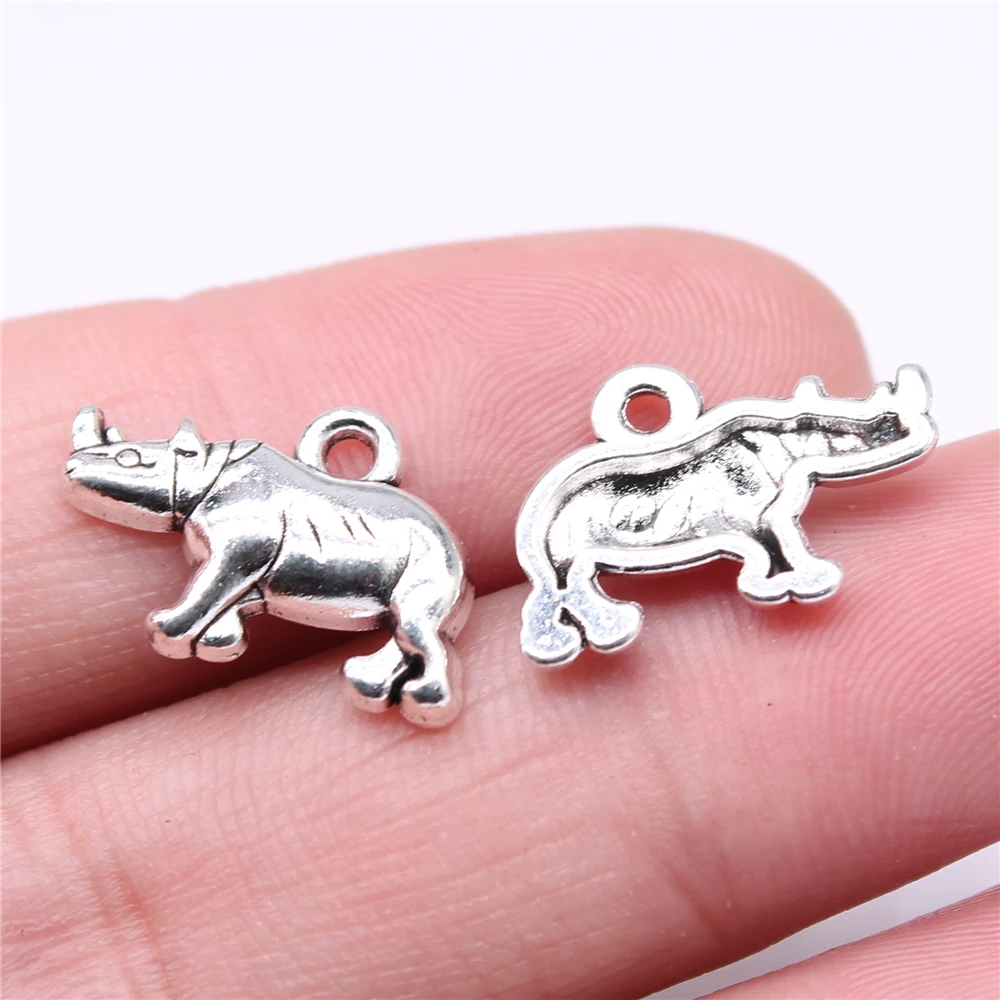 WYSIWYG 20pcs Charms 20x13mm Rhino Charms Antique Silver Color Pendant For Jewelry Making DIY Jewelry Findings