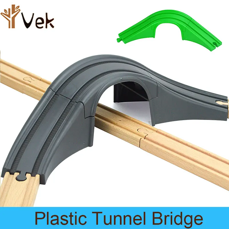 Wooden Train Track Accessories Plastic Tunnel Bridge Track Fit Biro Wooden Tracks Educational Toys For Kids Children Gifts