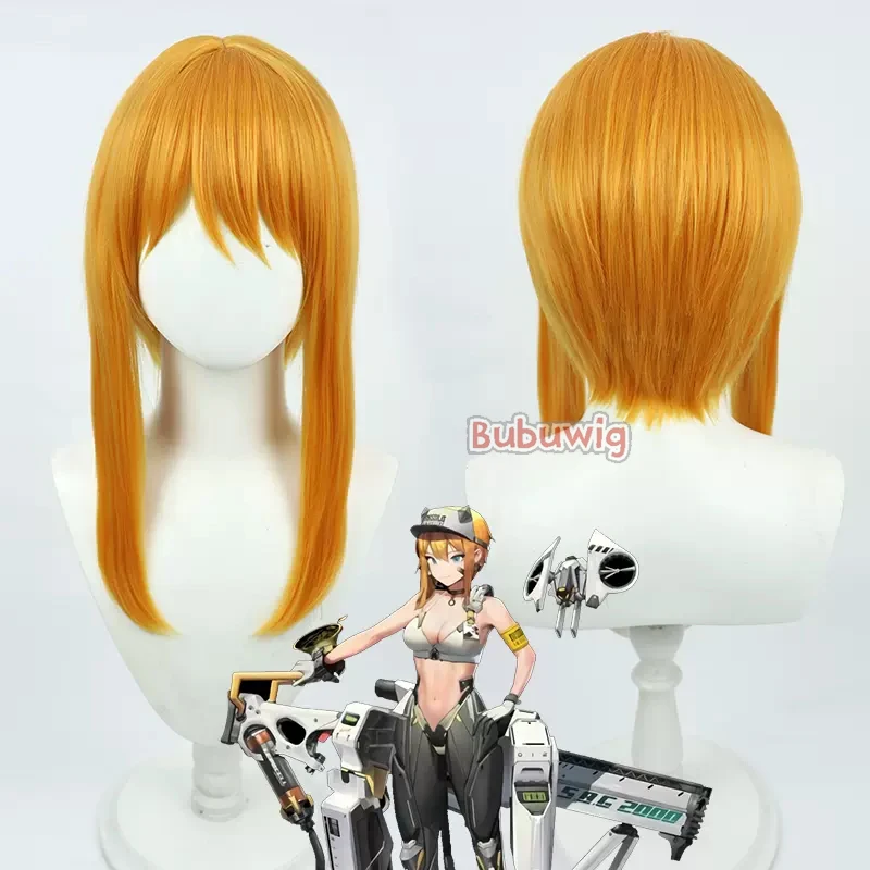 Bubuwig Synthetic Hair Maxwell Cosplay Wigs Goddess of Victory: Nikke Maxwell 45cm Long Straight Orange Cos Wig Heat Resistant